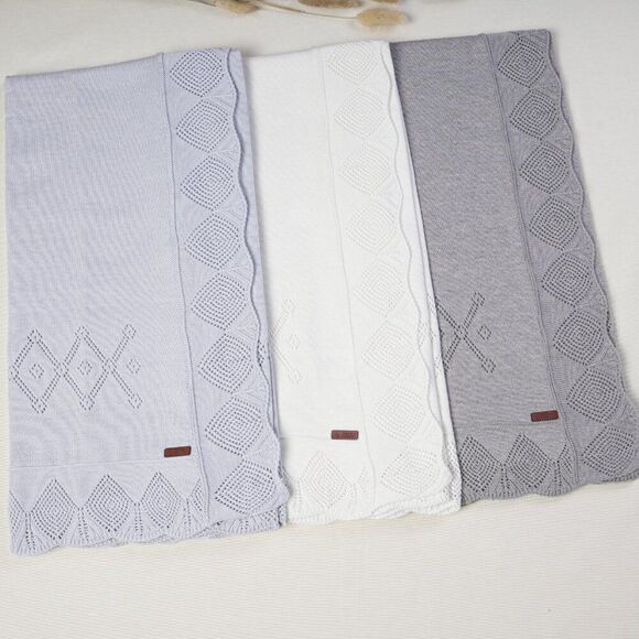 100% Cotton Pointelle Knit Blanket Baby Crib Gift Soft Blanket New Item Unisex - Picture 2 of 4